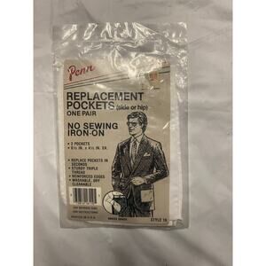 New Penn Replacement Pockets Side or Hip No Sewing Iron-On White 6.5" x 4.5"